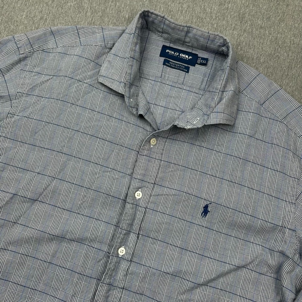 Polo Golf Ralph Lauren Westerton Long Sleeve Button Up Shirt Mens XXL Blue Check